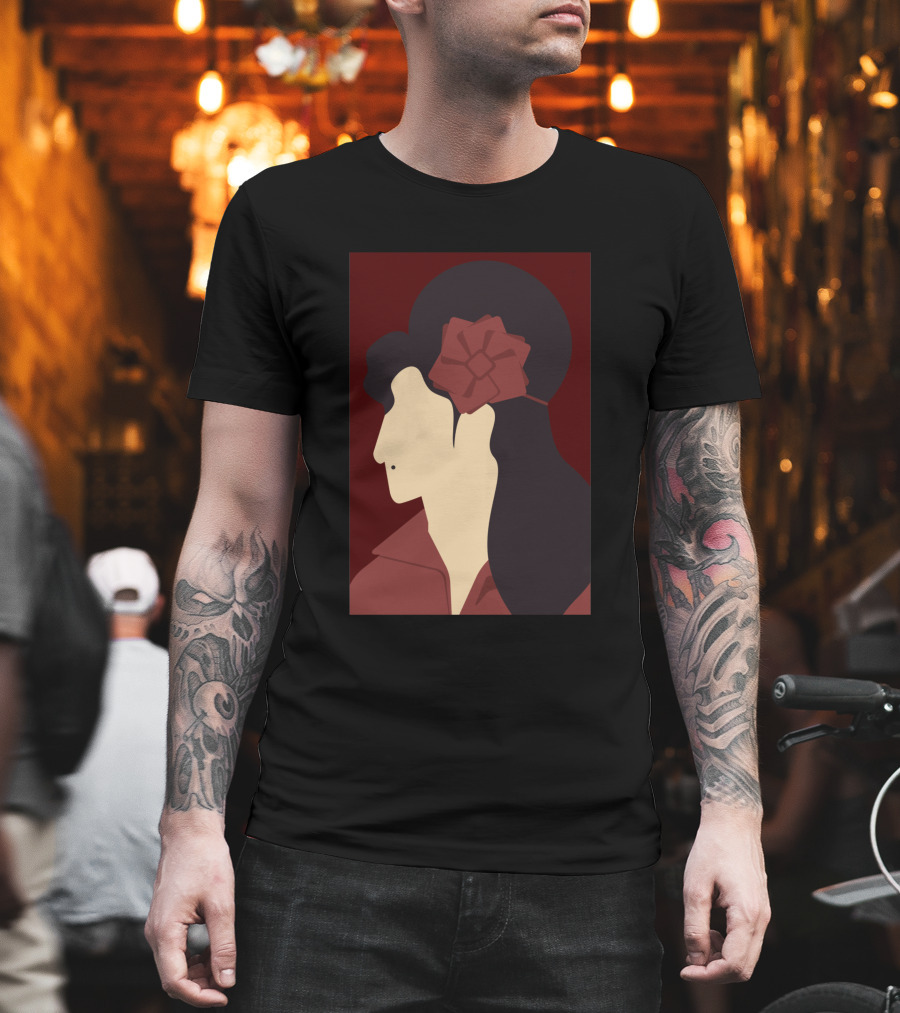 Amy Winehouse Minimalist Art Profile with Red Flower 1373543 T-Shirt