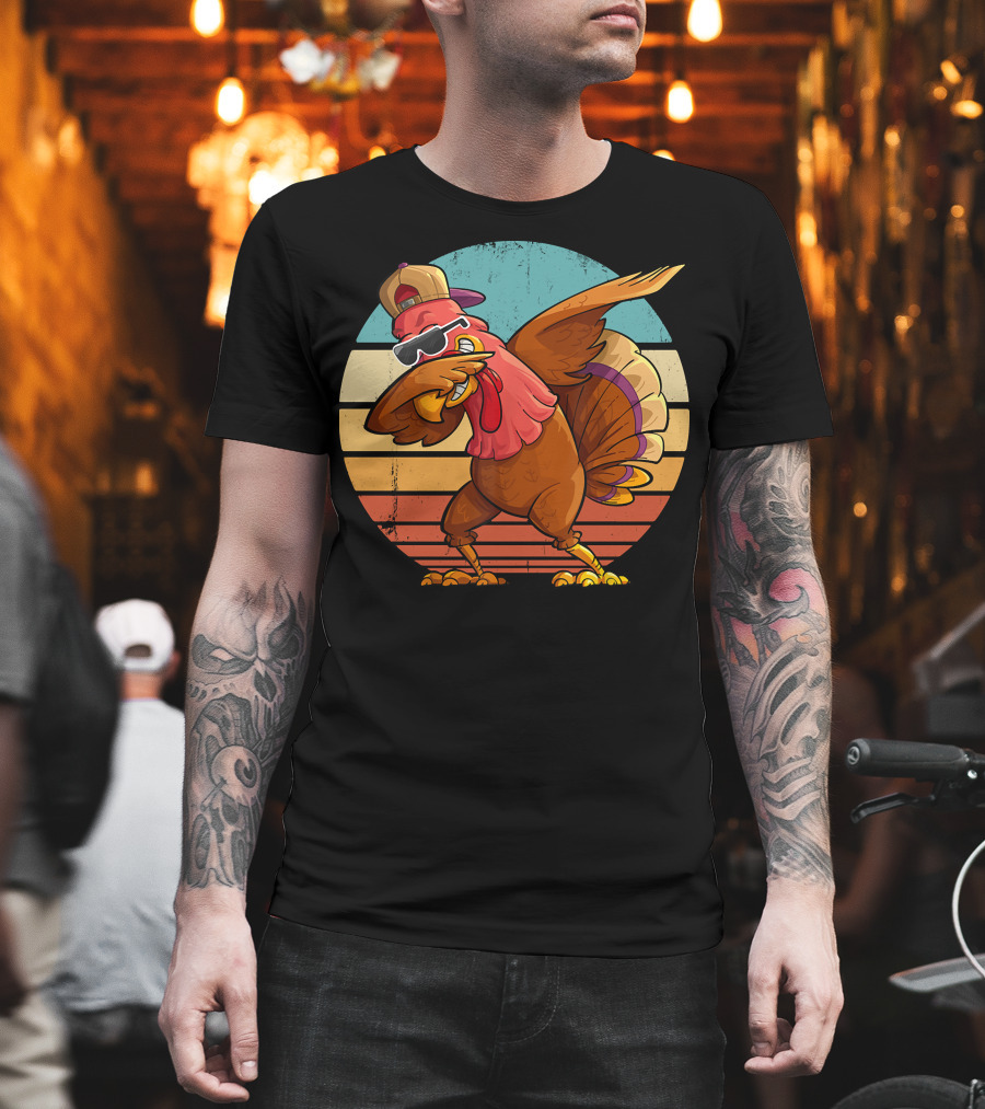 Thanksgiving Turkey Dabbing in Sunglasses and Hat T-Shirt