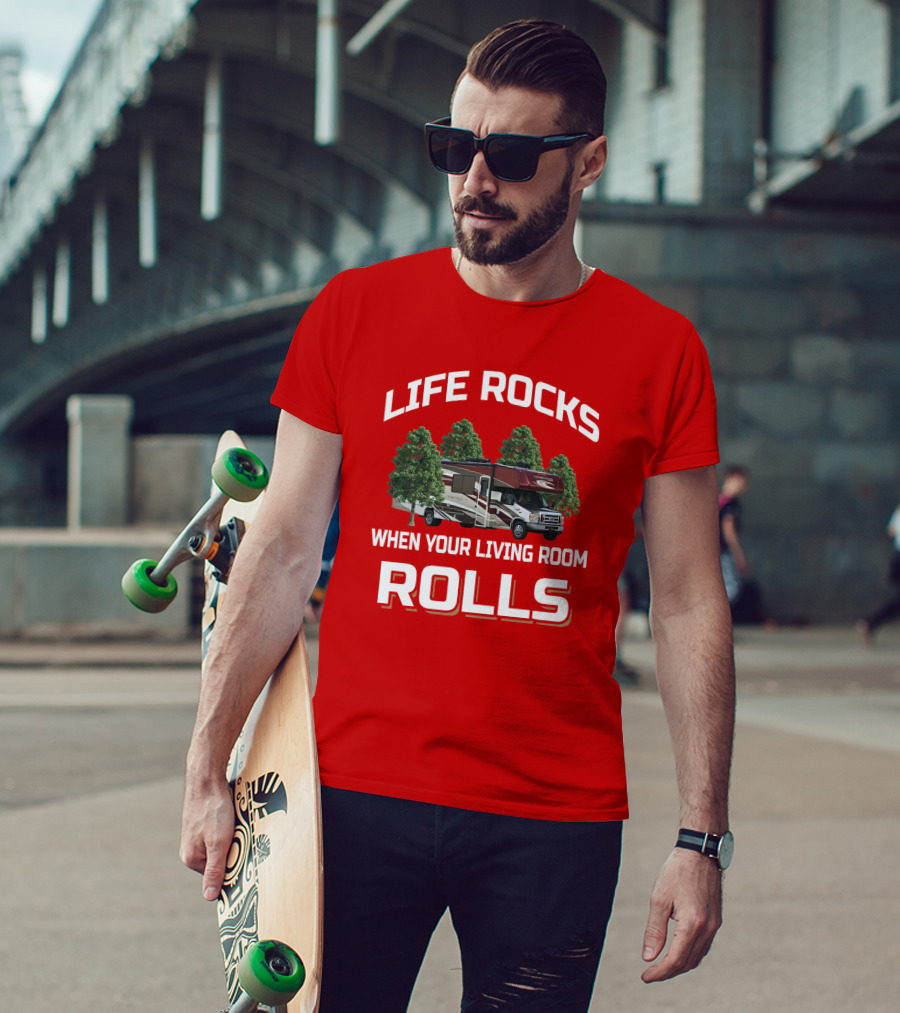 LIFE ROCKS WHEN YOUR LIVING ROOM ROLLS Coachmen Leprechaun T-Shirt