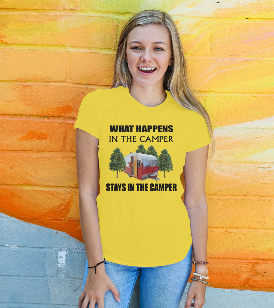 What Happens In The Camper Stays In The Camper 1957 Shasta Travel Trailer T-Shirt