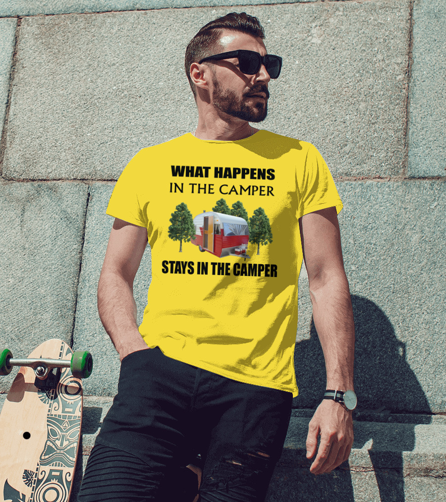 What Happens In The Camper Stays In The Camper 1957 Shasta Travel Trailer T-Shirt