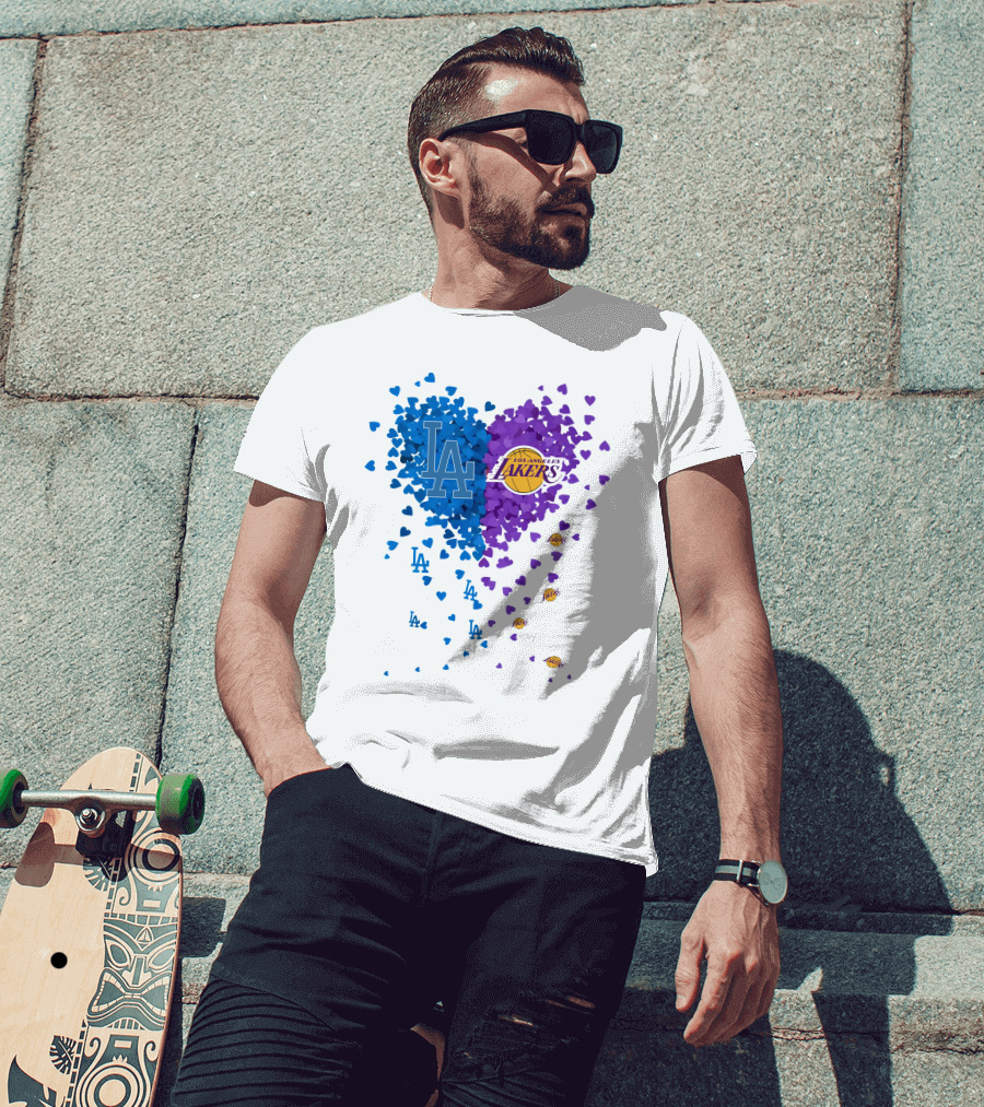 Los Angeles Lakers And LA Dodgers Heart T-Shirt