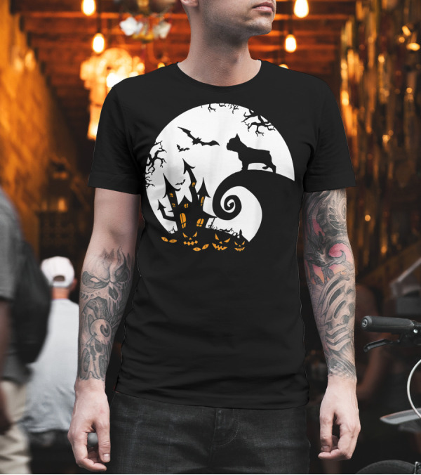 Funny French Bulldog Halloween Moon Scene T-Shirt Funny French Bulldog Halloween Moon Scene T-Shirt