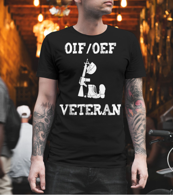OIF OEF Veteran Iraq Afghanistan Combat Boots Rifle Helmet T-Shirt OIF OEF Veteran Iraq Afghanistan Combat Boots Rifle Helmet T-Shirt