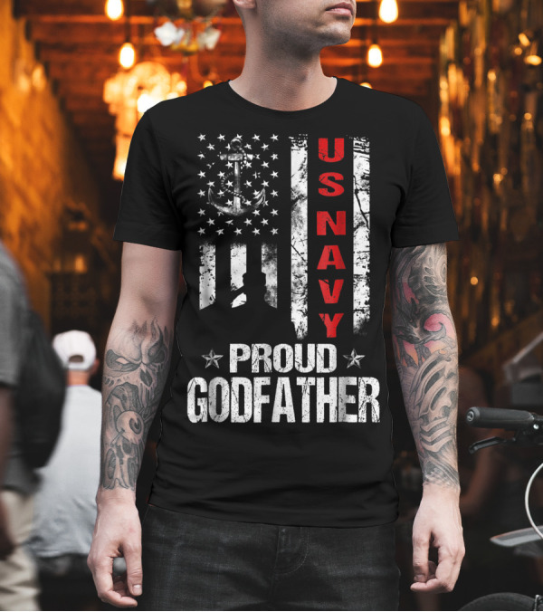 US Navy Veteran Proud Godfather with Anchor and Stars T-Shirt US Navy Veteran Proud Godfather with Anchor and Stars T-Shirt