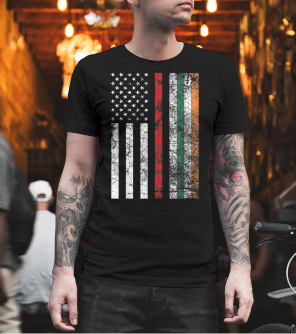 Firefighter Red Line American Irish Flag T-Shirt Firefighter Red Line American Irish Flag T-Shirt