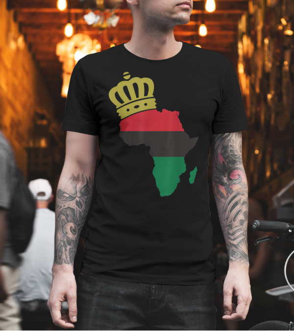 African American Pride Pan-African Flag Crown Map T-Shirt African American Pride Pan-African Flag Crown Map T-Shirt