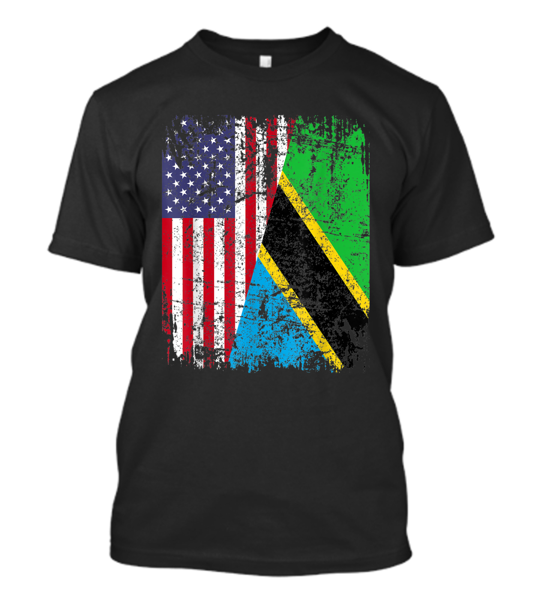 Tanzanian Roots Half American Flag Tanzania Dual Heritage Pride T-Shirt