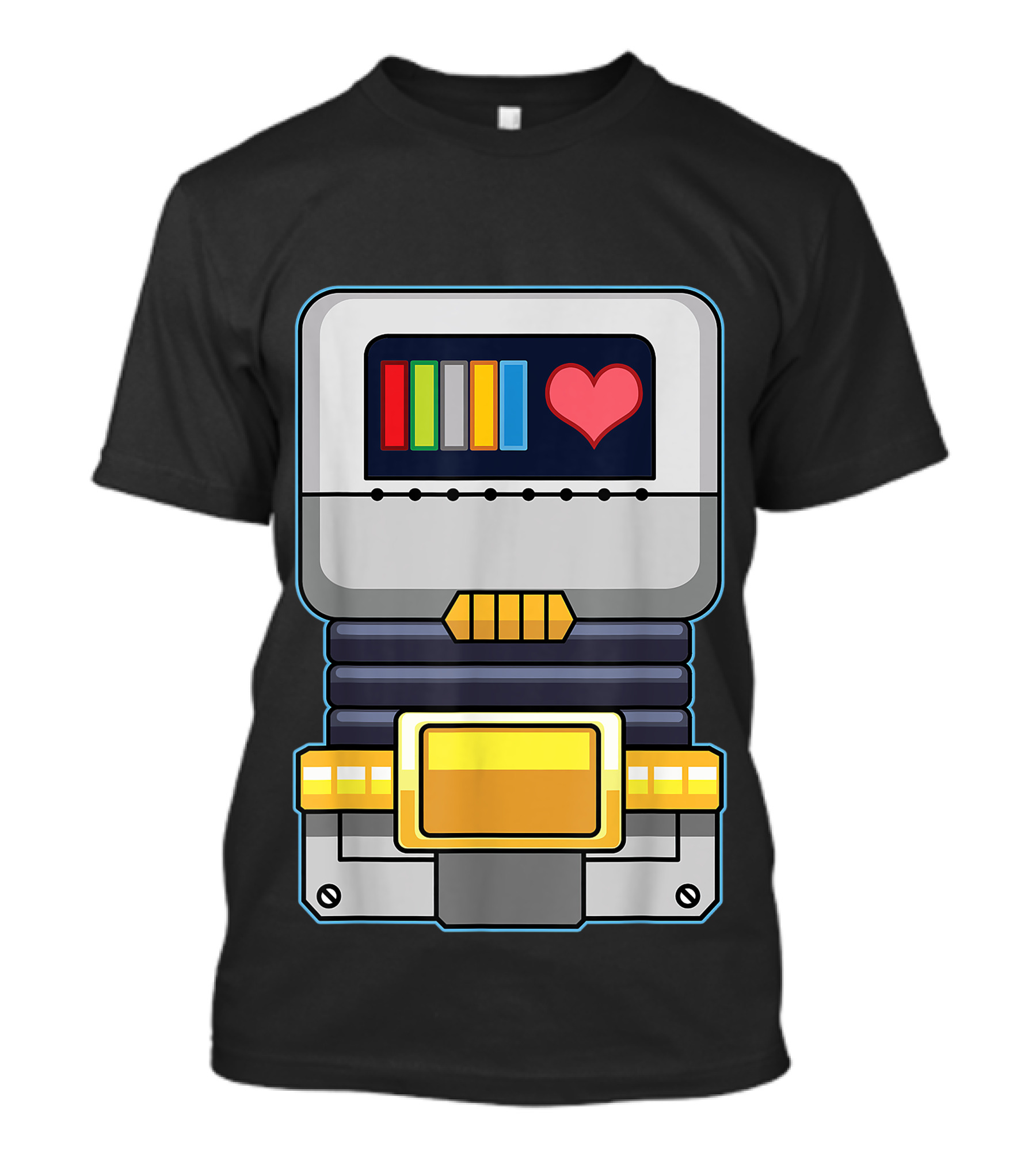 Halloween Lazy Robot Costume With Heart And Colorful Gauges T-Shirt
