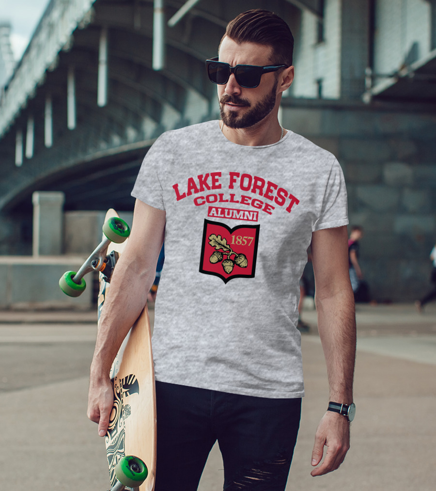 Lake Forest College Alumni 1857 Logo Acorn Shield T-Shirt