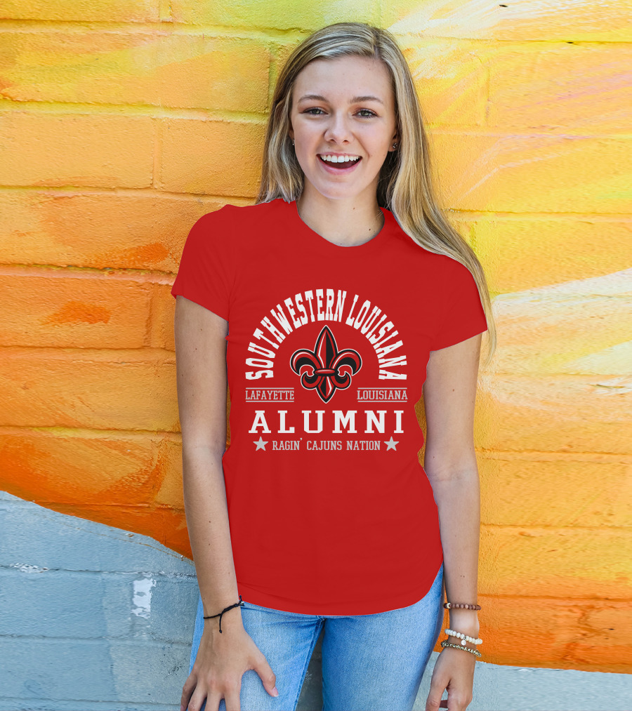 Southwestern Louisiana Alumni Ragin' Cajuns Nation Fleur-de-Lis Lafayette T-Shirt