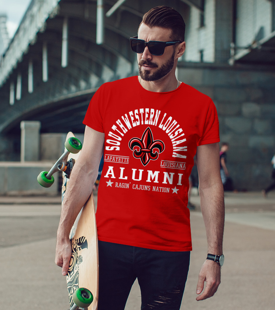 Southwestern Louisiana Alumni Ragin' Cajuns Nation Fleur-de-Lis Lafayette T-Shirt