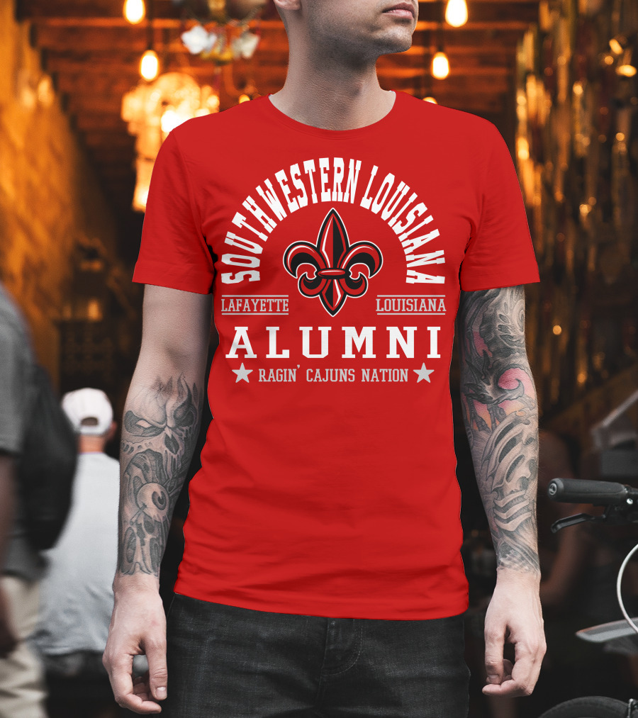 Southwestern Louisiana Alumni Ragin' Cajuns Nation Fleur-de-Lis Lafayette T-Shirt
