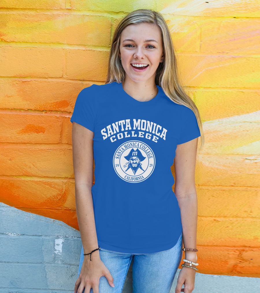 Santa Monica College California 1929 Pirate Logo Blue Background T-Shirt