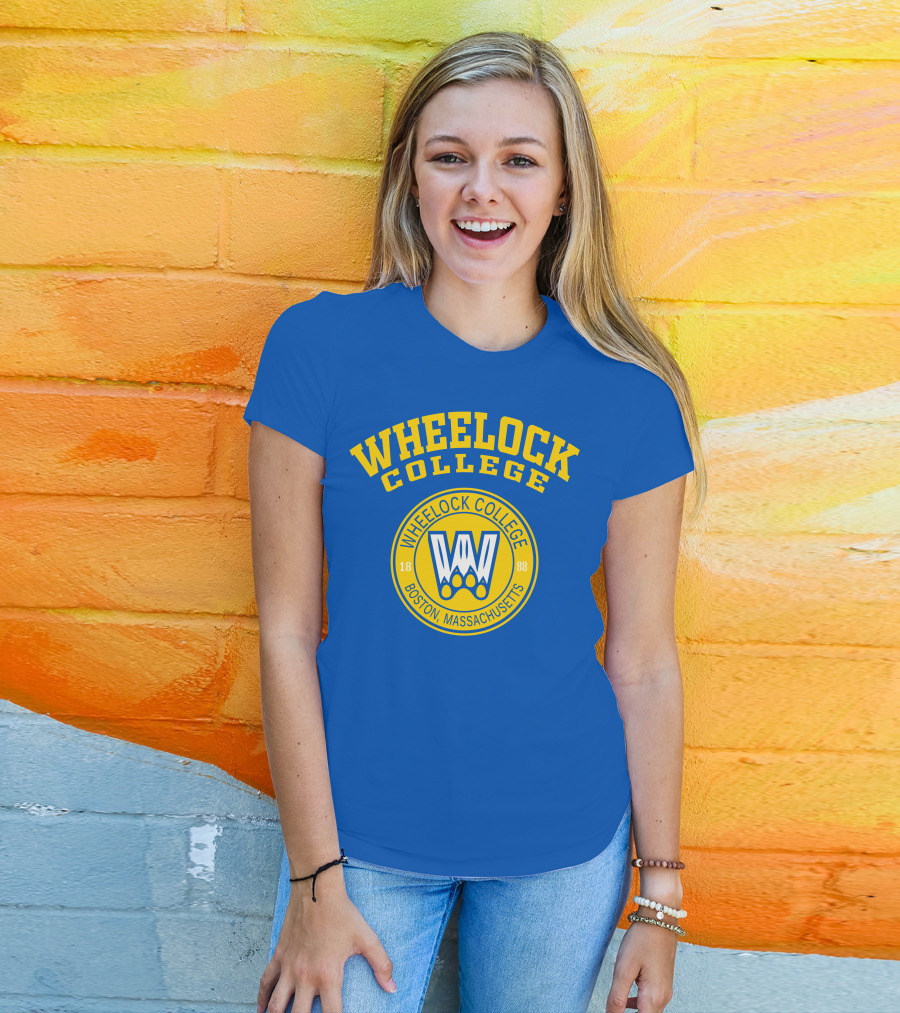 Wheelock College Boston Massachusetts 1888 Logo Blue Yellow T-Shirt