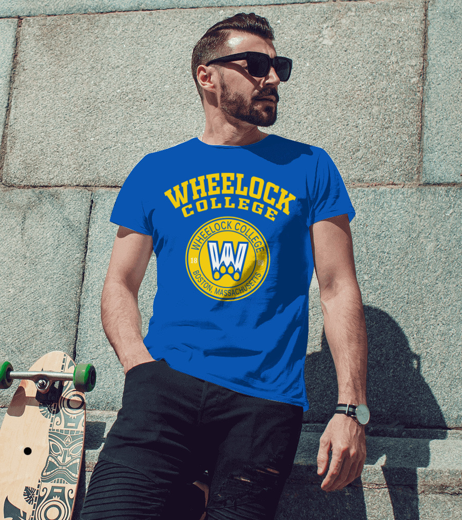 Wheelock College Boston Massachusetts 1888 Logo Blue Yellow T-Shirt