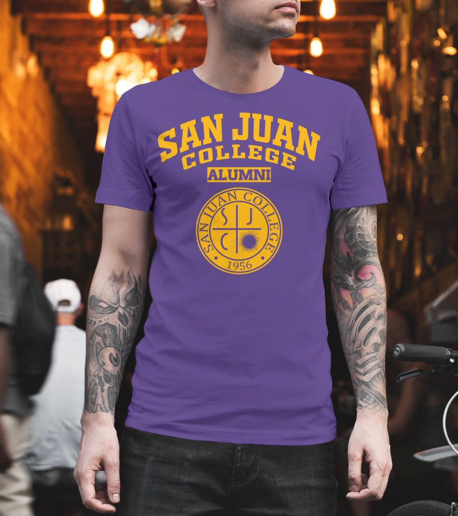 San Juan College Alumni 1956 SJC Emblem Purple Gold T-Shirt
