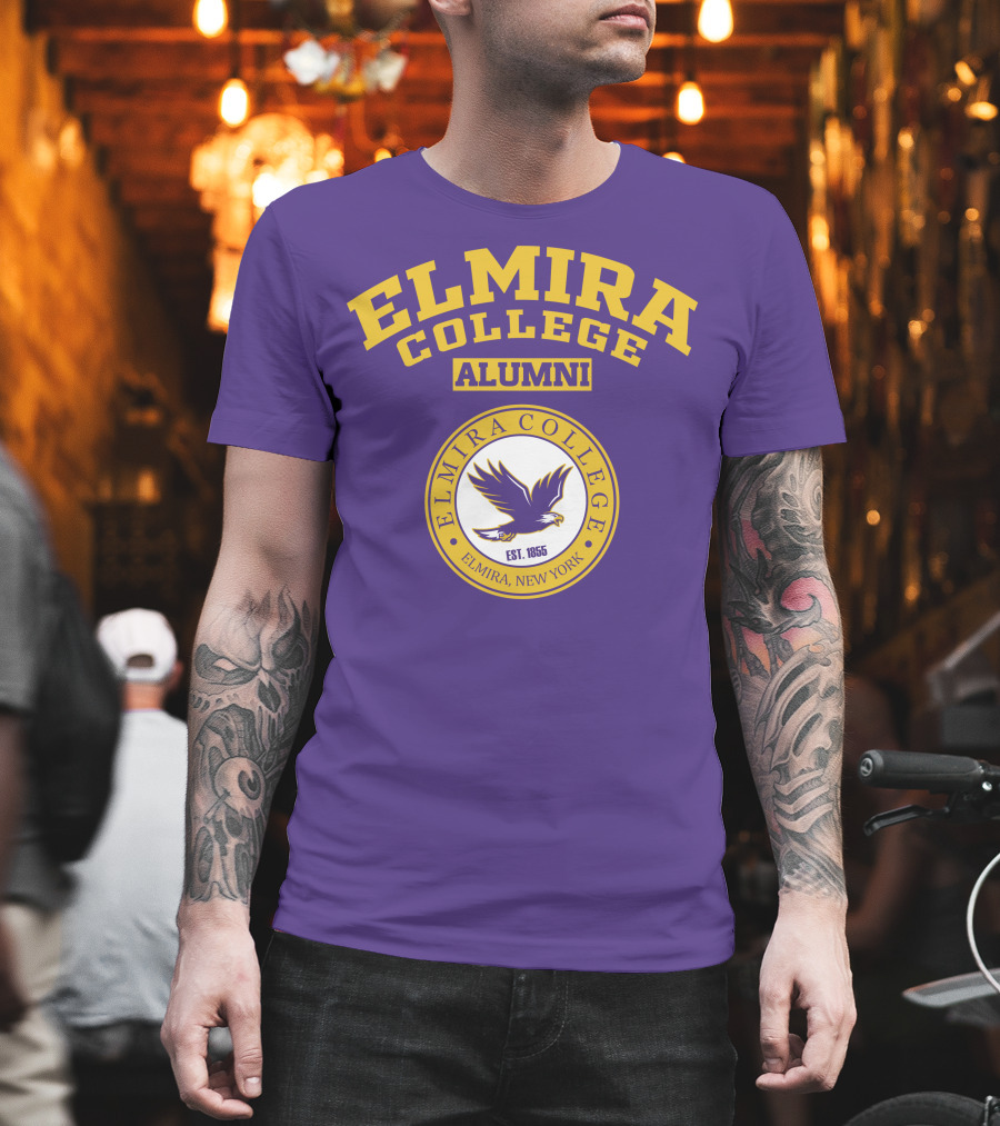 Elmira College Alumni Est. 1855 Purple And Gold Logo With Eagle Emblem T-Shirt