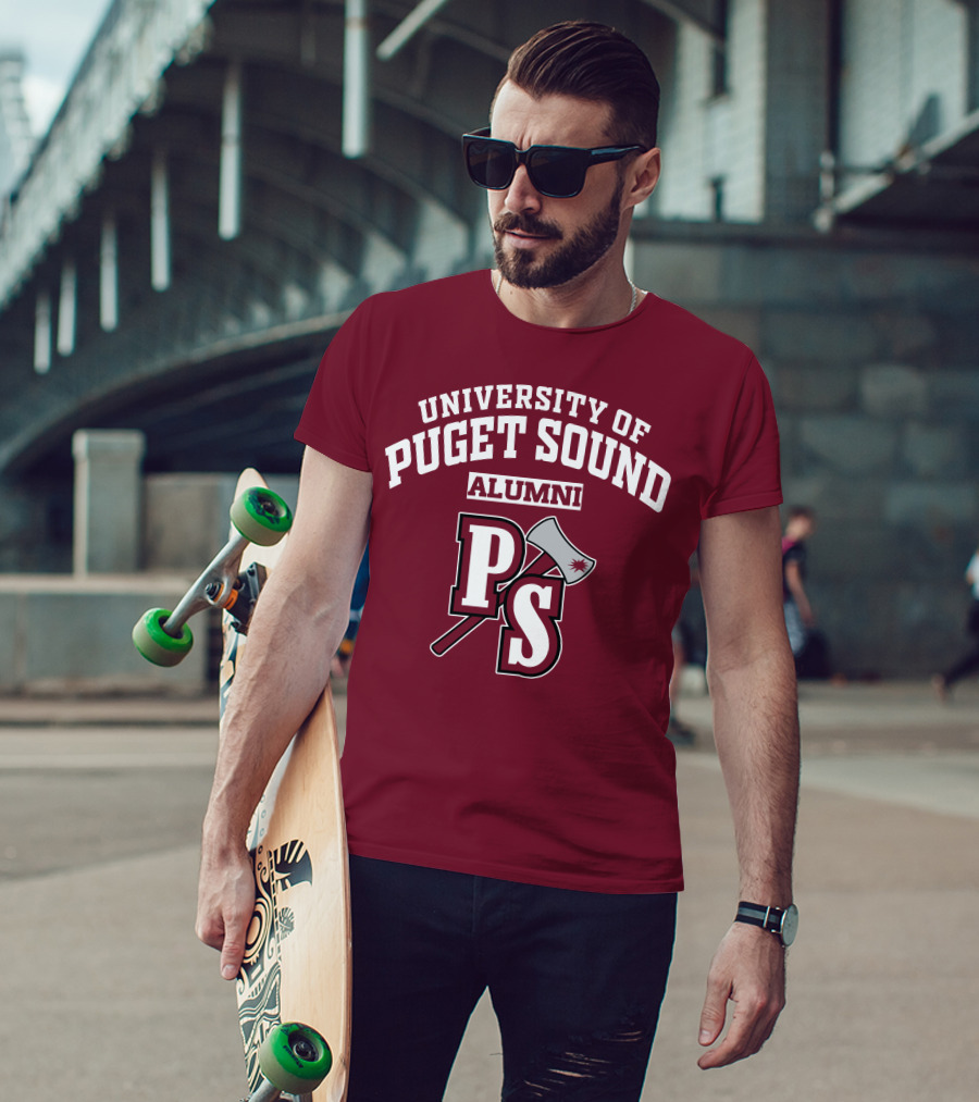 University Of Puget Sound Alumni PS Logo Axe T-Shirt