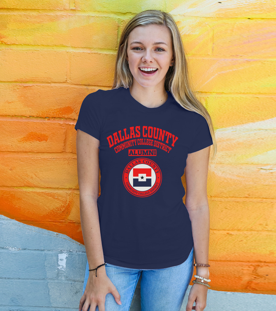 Dallas County Community College District Alumni Red And Navy Star Emblem T-Shirt