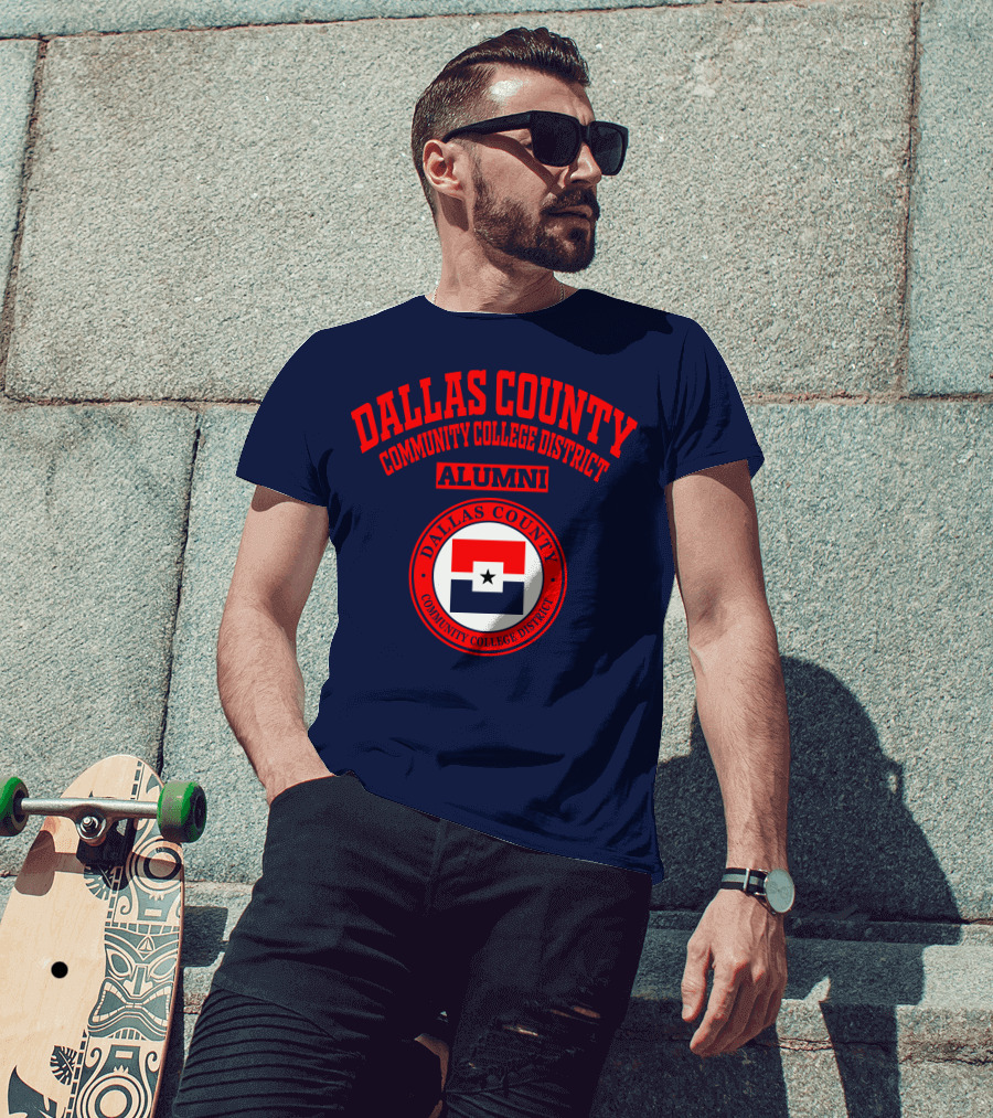 Dallas County Community College District Alumni Red And Navy Star Emblem T-Shirt