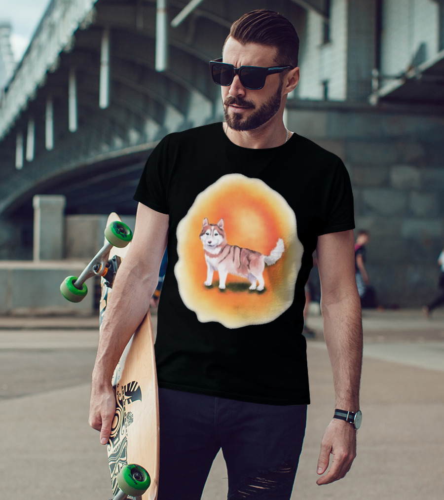 Upblissed ADHD Husky Roam As A Pack Vibrant Sunset Aura T-Shirt