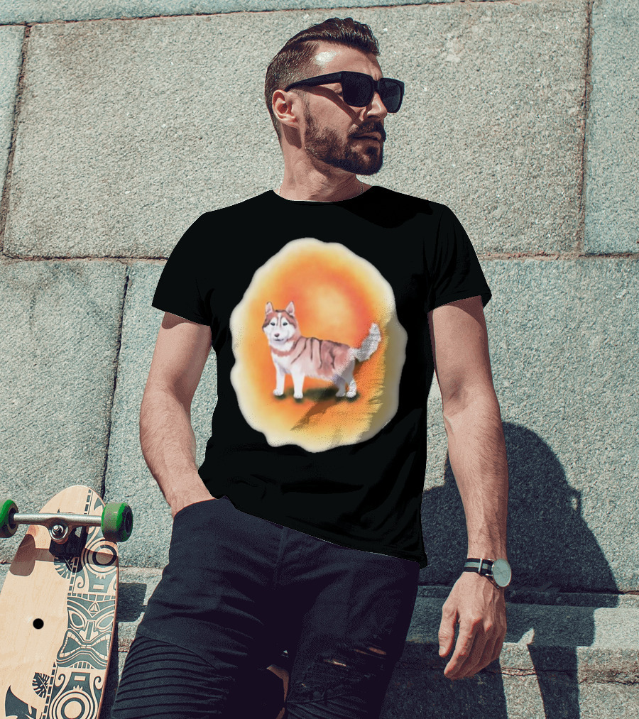 Upblissed ADHD Husky Roam As A Pack Vibrant Sunset Aura T-Shirt