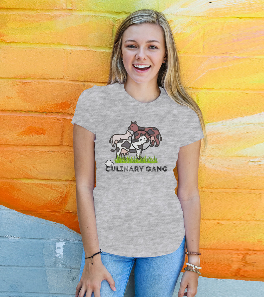Culinary Gang Cow Trio Targeting Humor T-Shirt