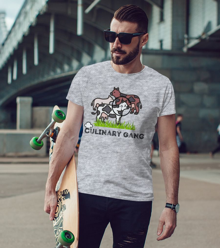 Culinary Gang Cow Trio Targeting Humor T-Shirt