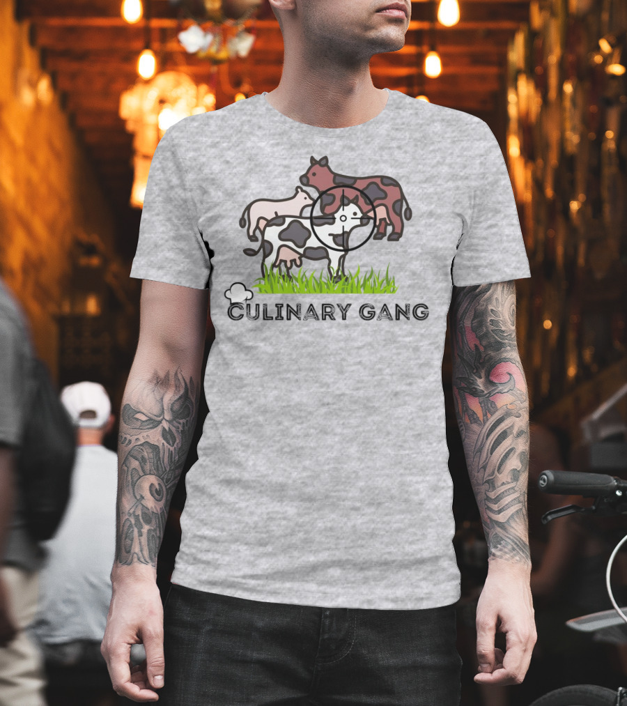 Culinary Gang Cow Trio Targeting Humor T-Shirt