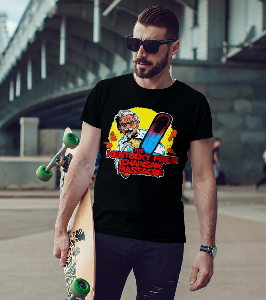 Colonel Sanders Chainsaw Parody Horror Crossover T-Shirt
