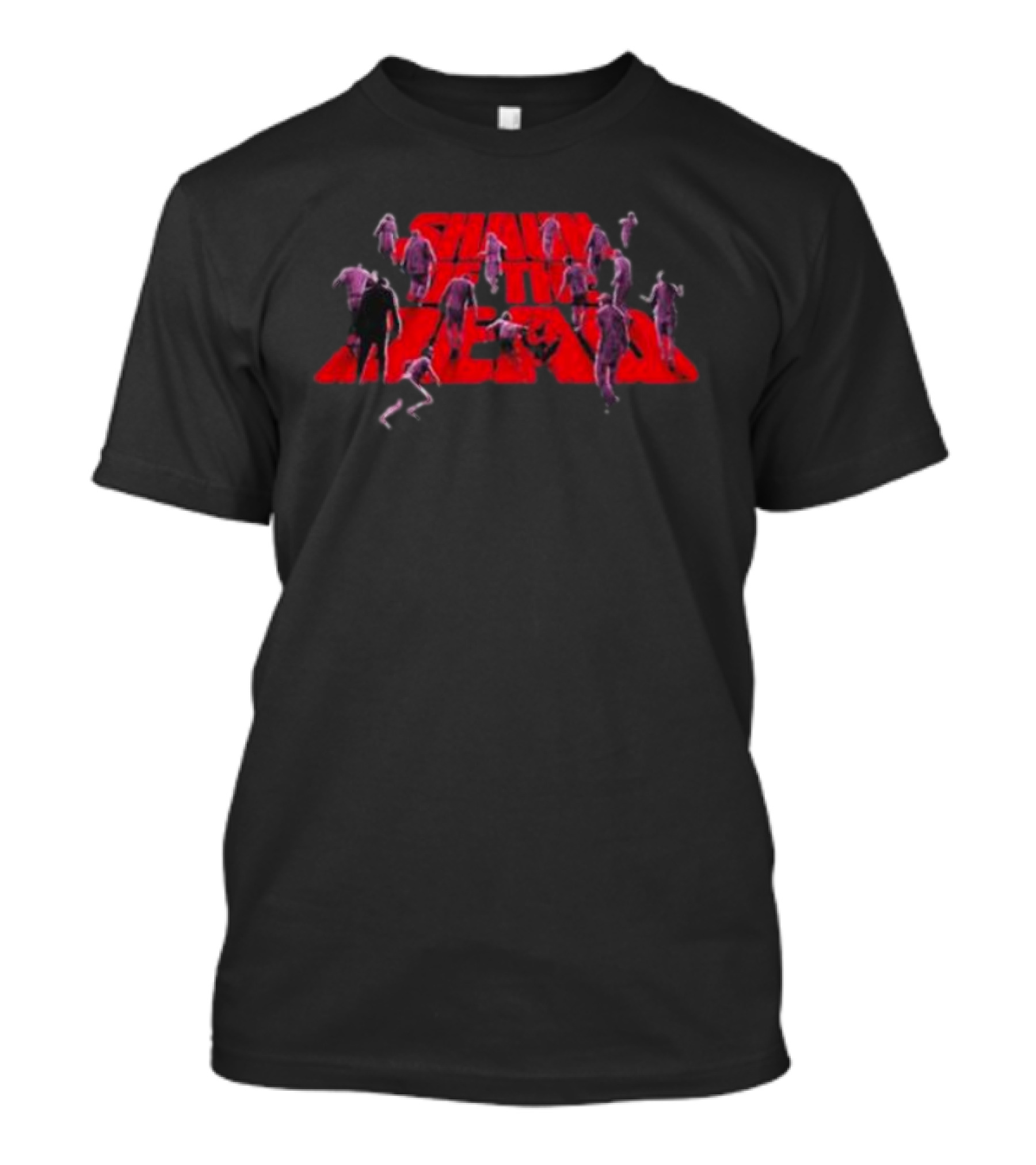 Shaun Of The Dead Zombie Horde Red Lettering T-Shirt