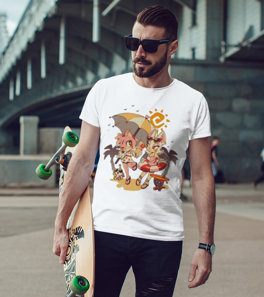 The Yetee Merch Door Into Summer With Cute Beach Characters And Umbrella T-Shirt