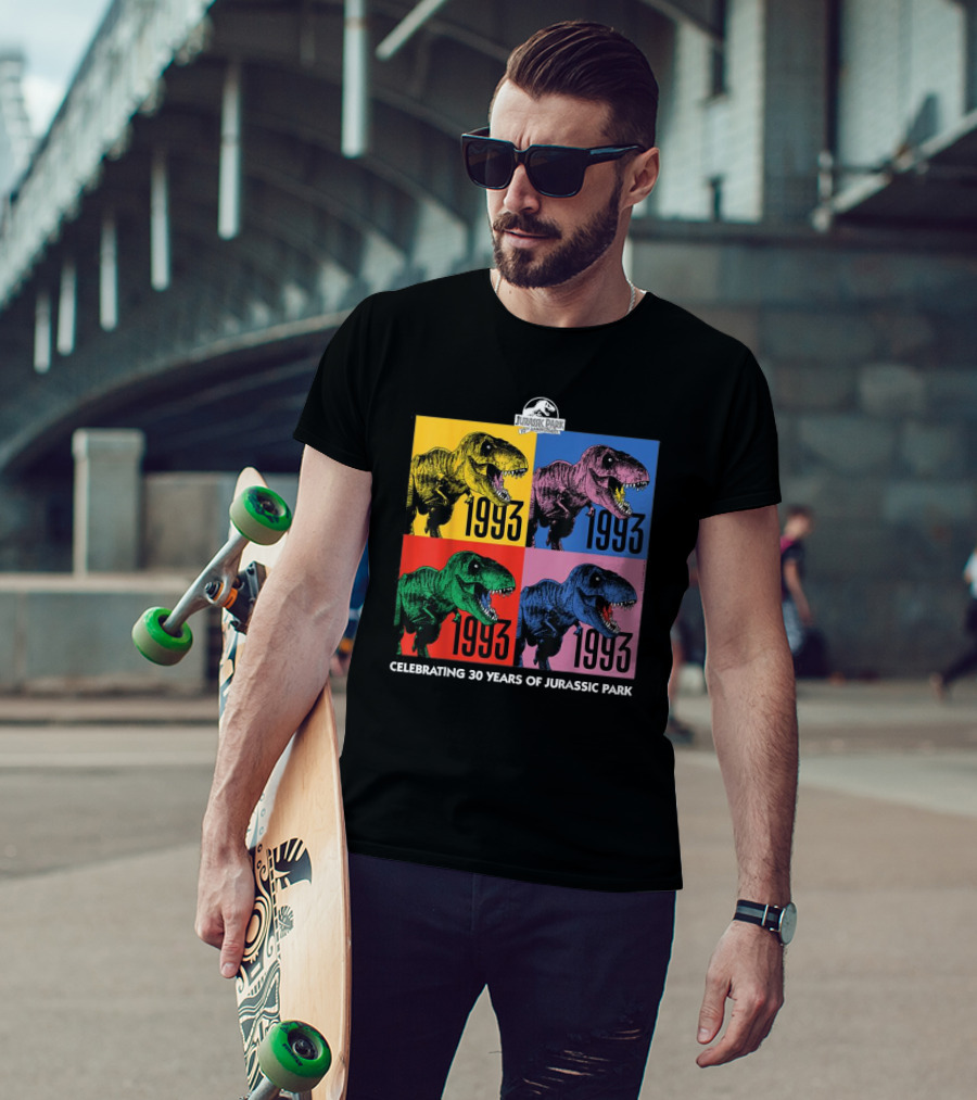 30 Years Of Jurassic Park 1993 Pop Art Dinosaur T-Shirt