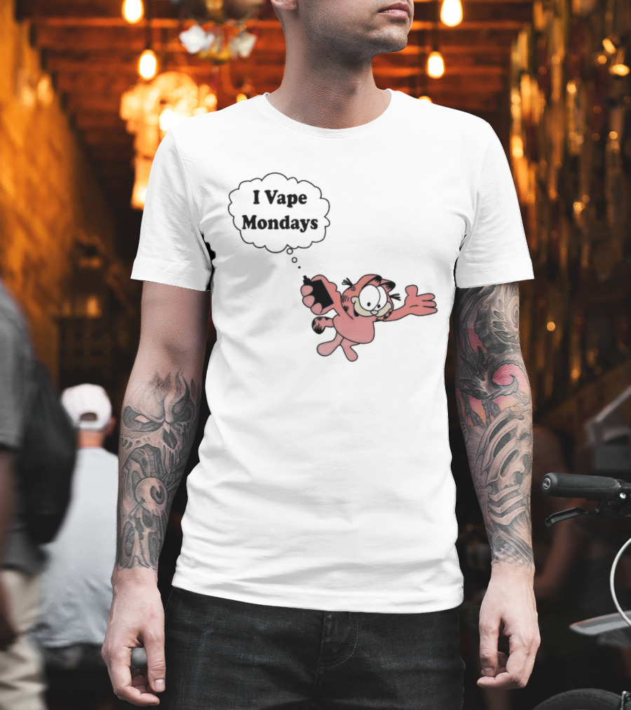 Garfield I Vape Mondays Comic Style Humor T-Shirt