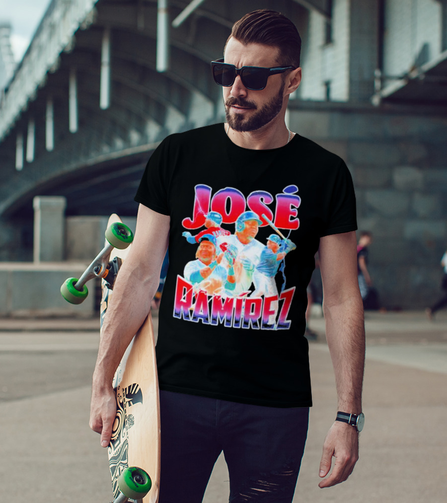 José Ramírez Signature Series Baseball Action Collage T-Shirt
