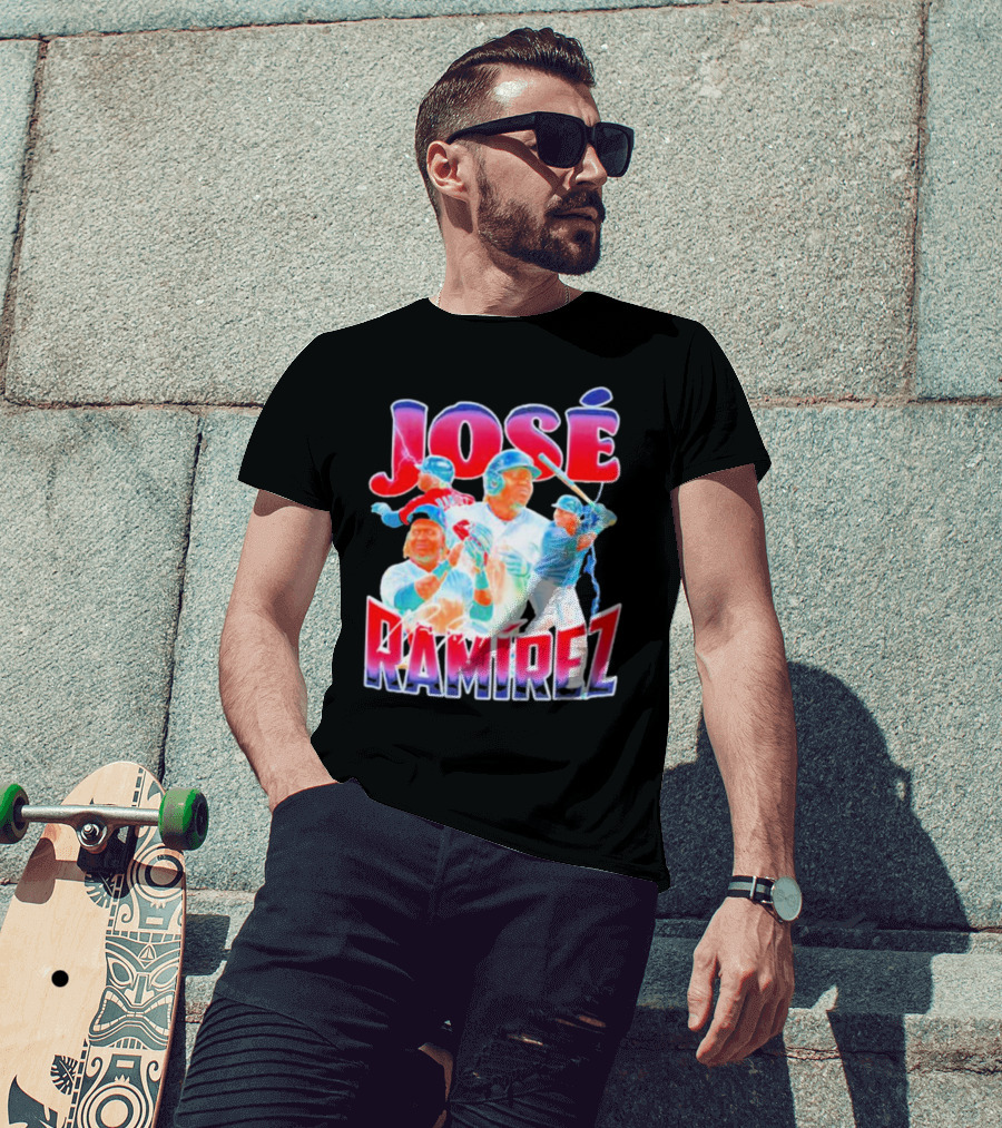 José Ramírez Signature Series Baseball Action Collage T-Shirt