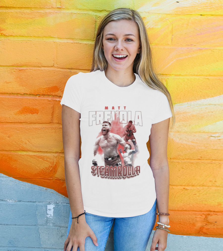MATT FREVOLA STEAMROLLA Fiery MMA Fighter Action Scene T-Shirt