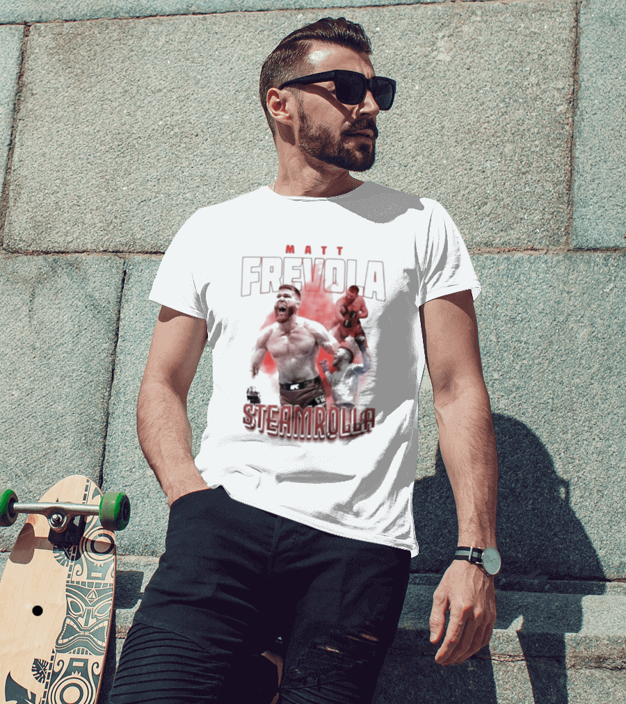 MATT FREVOLA STEAMROLLA Fiery MMA Fighter Action Scene T-Shirt