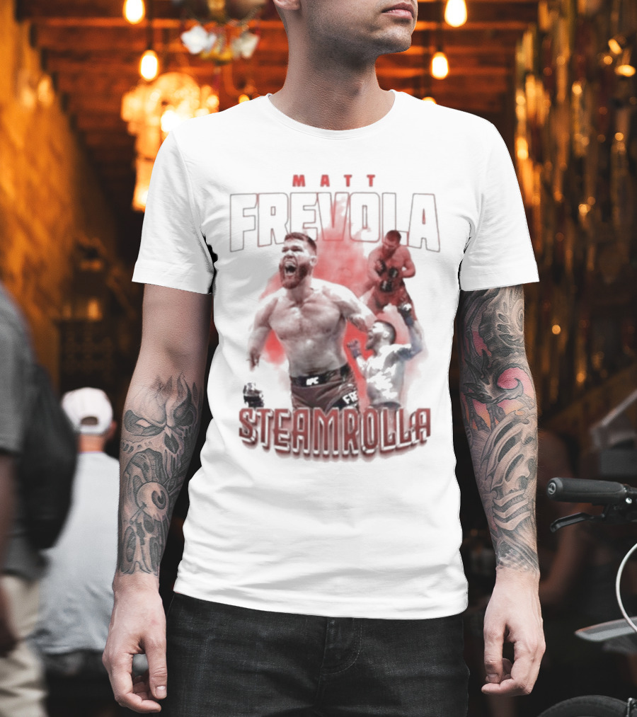 MATT FREVOLA STEAMROLLA Fiery MMA Fighter Action Scene T-Shirt