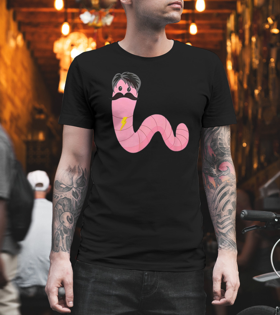 Worm With A Mustache James Tom Ariana Reality Lightning Bolt T-Shirt