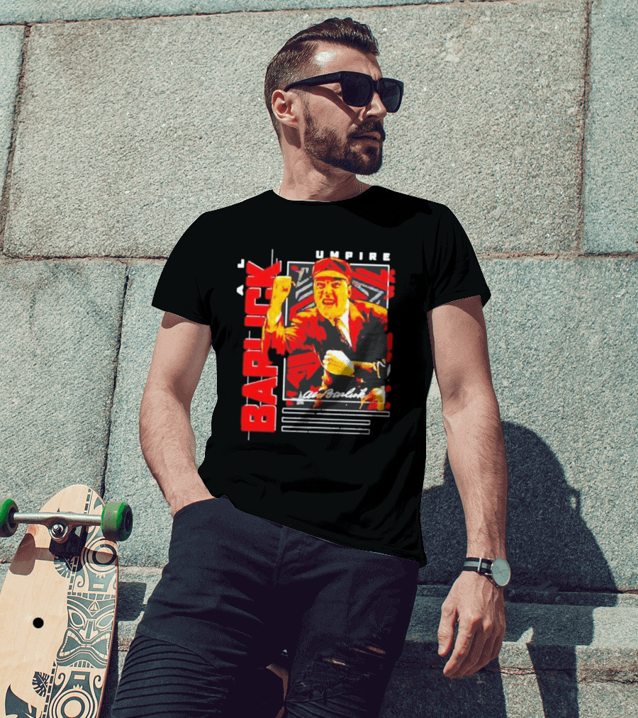 Al Barlick Umpire Sports Card Vintage Red T-Shirt