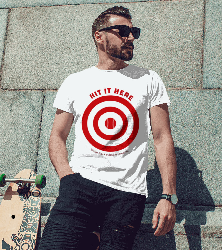 Hit It Here Make Zack Hample Jealous Baseball Target T-Shirt