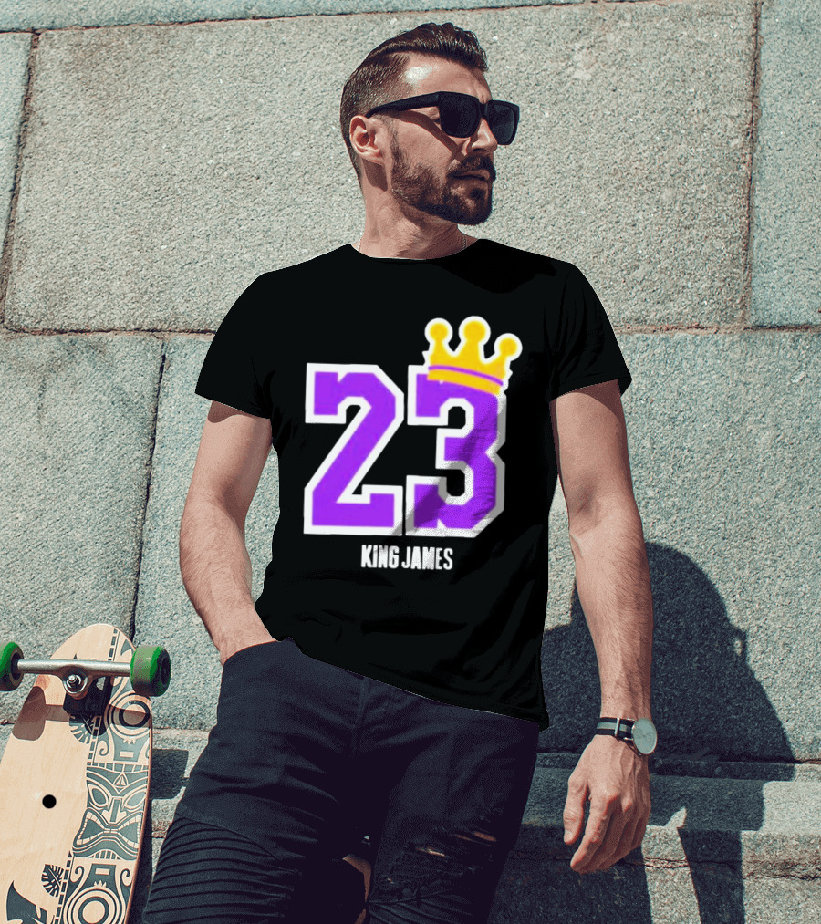 King Lebron James 23 Purple Crown La Lakers T-Shirt