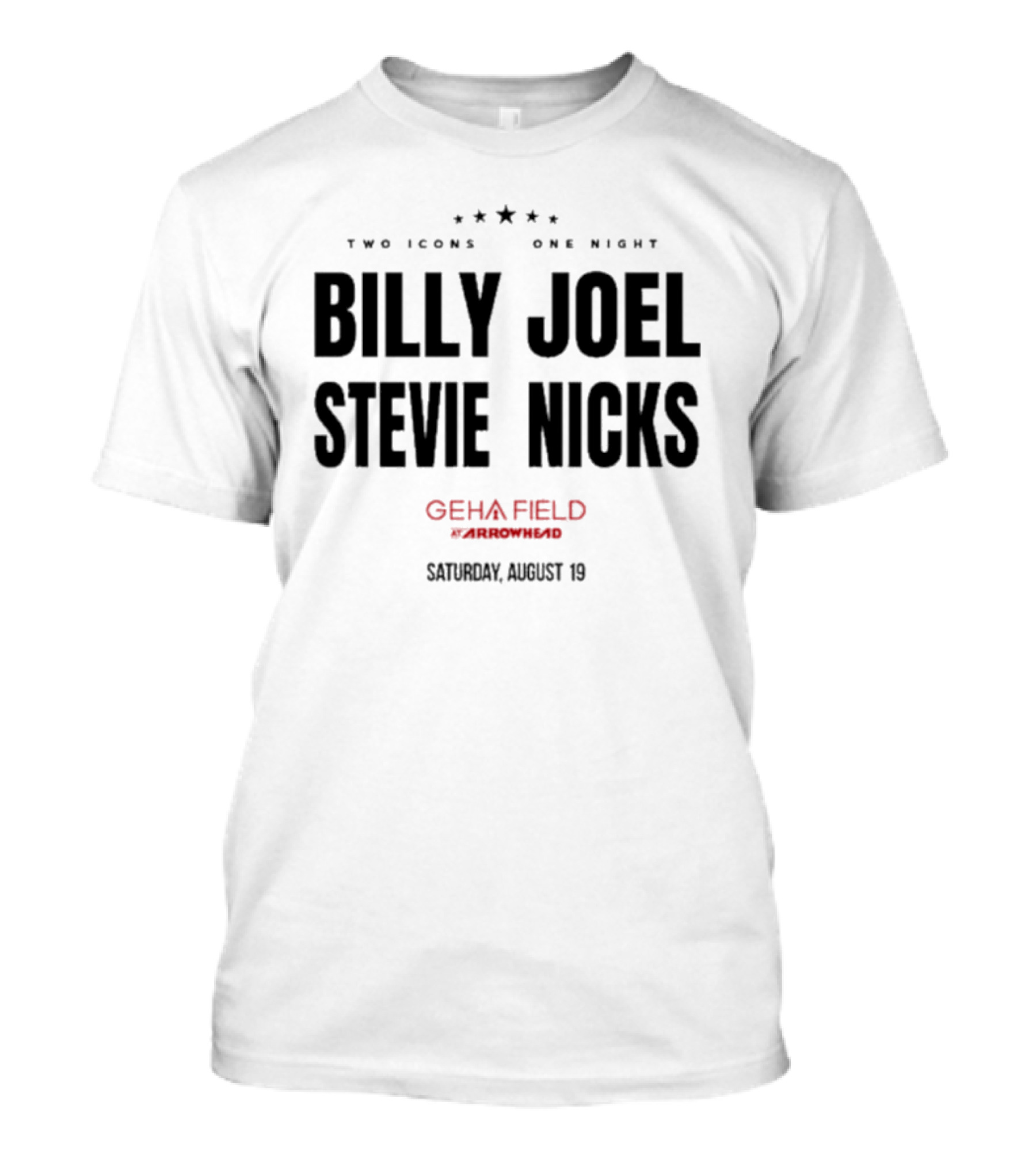 Billy Joel Stevie Nicks Two Icons One Night GEHA Field Arrowhead Saturday August 19 T-Shirt