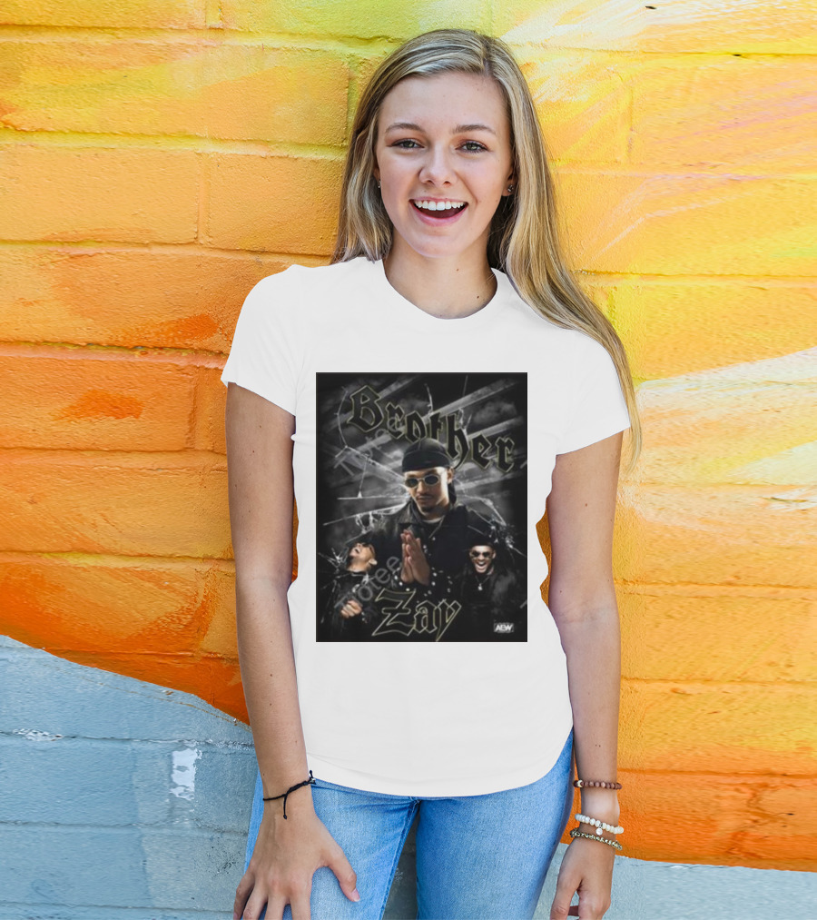 Brother Zay AEW Theme With Three Images And Dramatic Shattered Glass Background T-Shirt