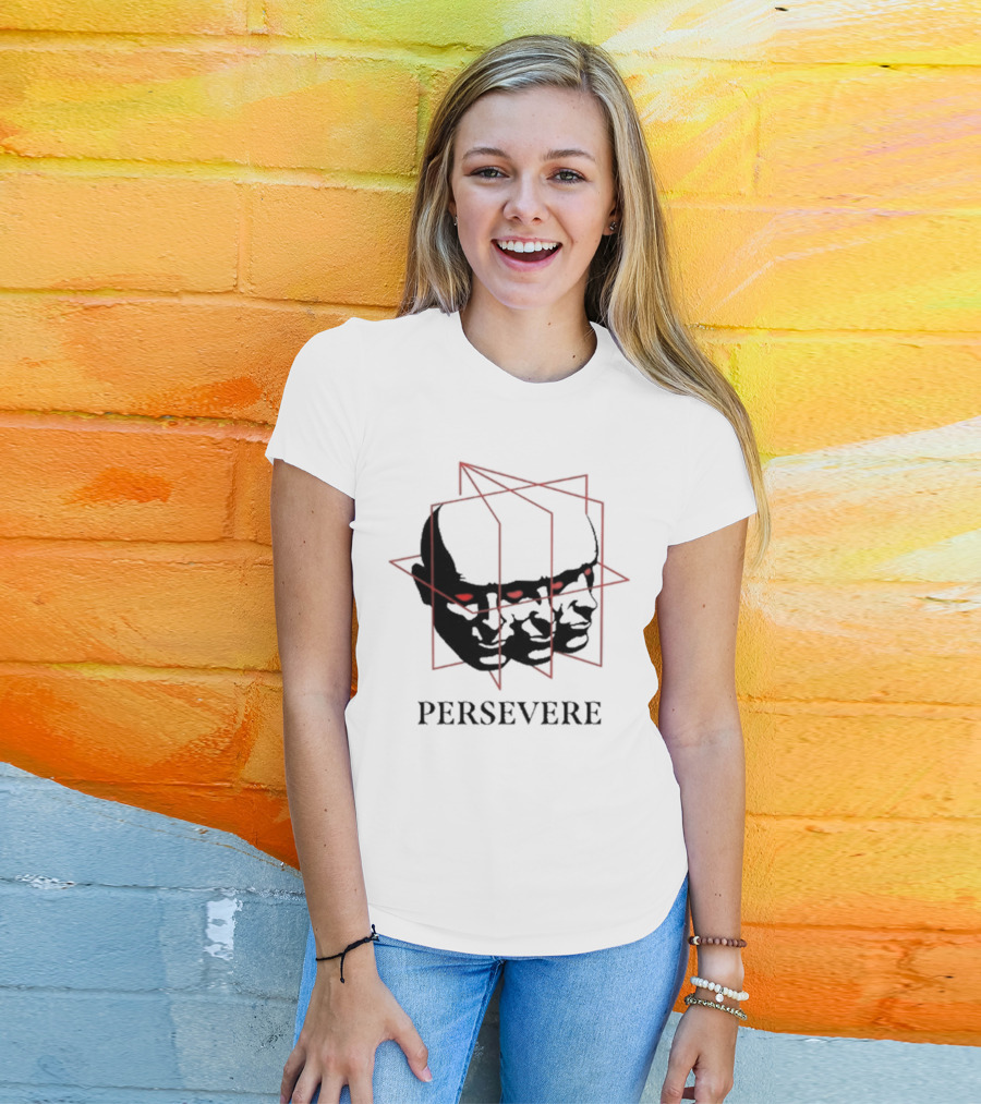 Persevere Triple Head Red Eyes Geometric Box T-Shirt