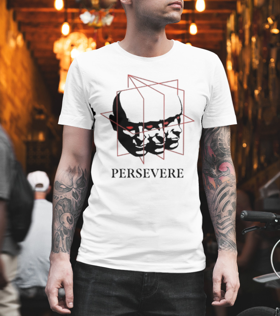 Persevere Triple Head Red Eyes Geometric Box T-Shirt
