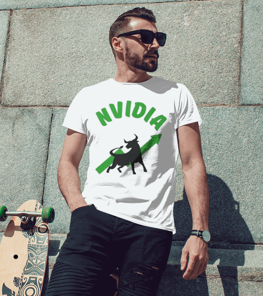 Nvidia Stock Bullish With Upward Arrow And Bull T-Shirt