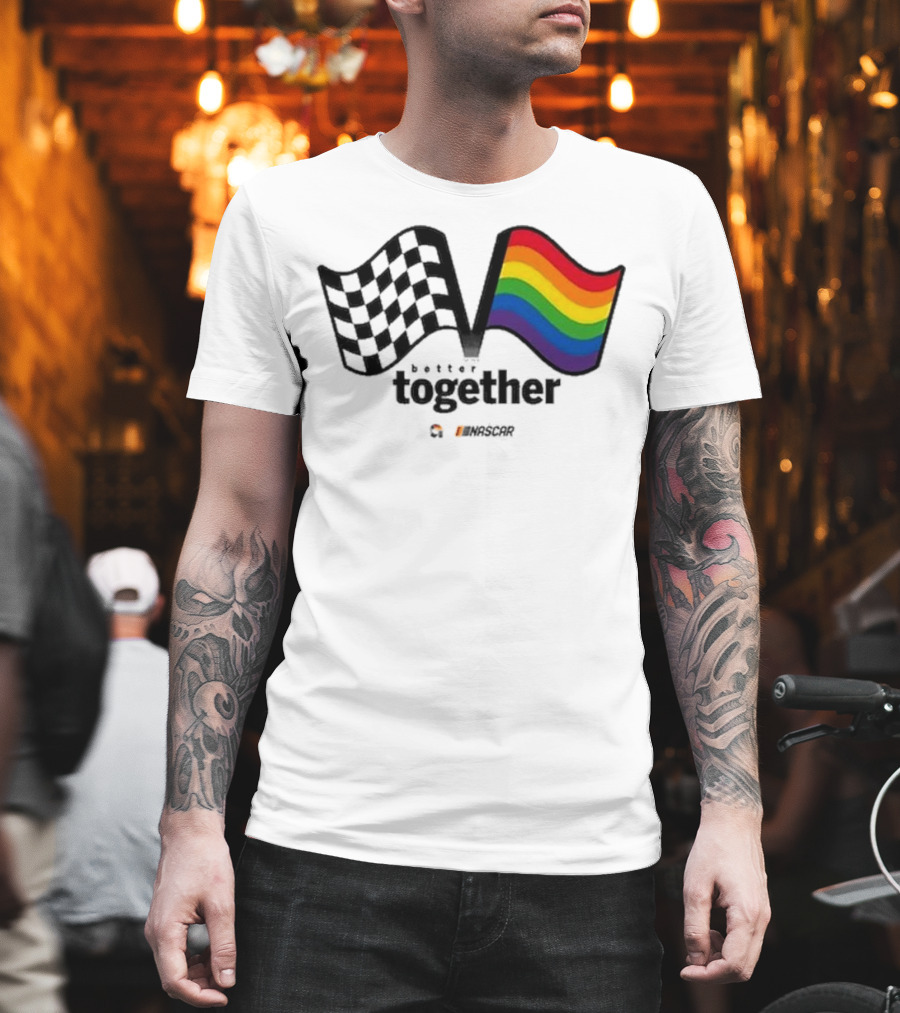 NASCAR Better Together Checkered Flag Pride Rainbow T-Shirt